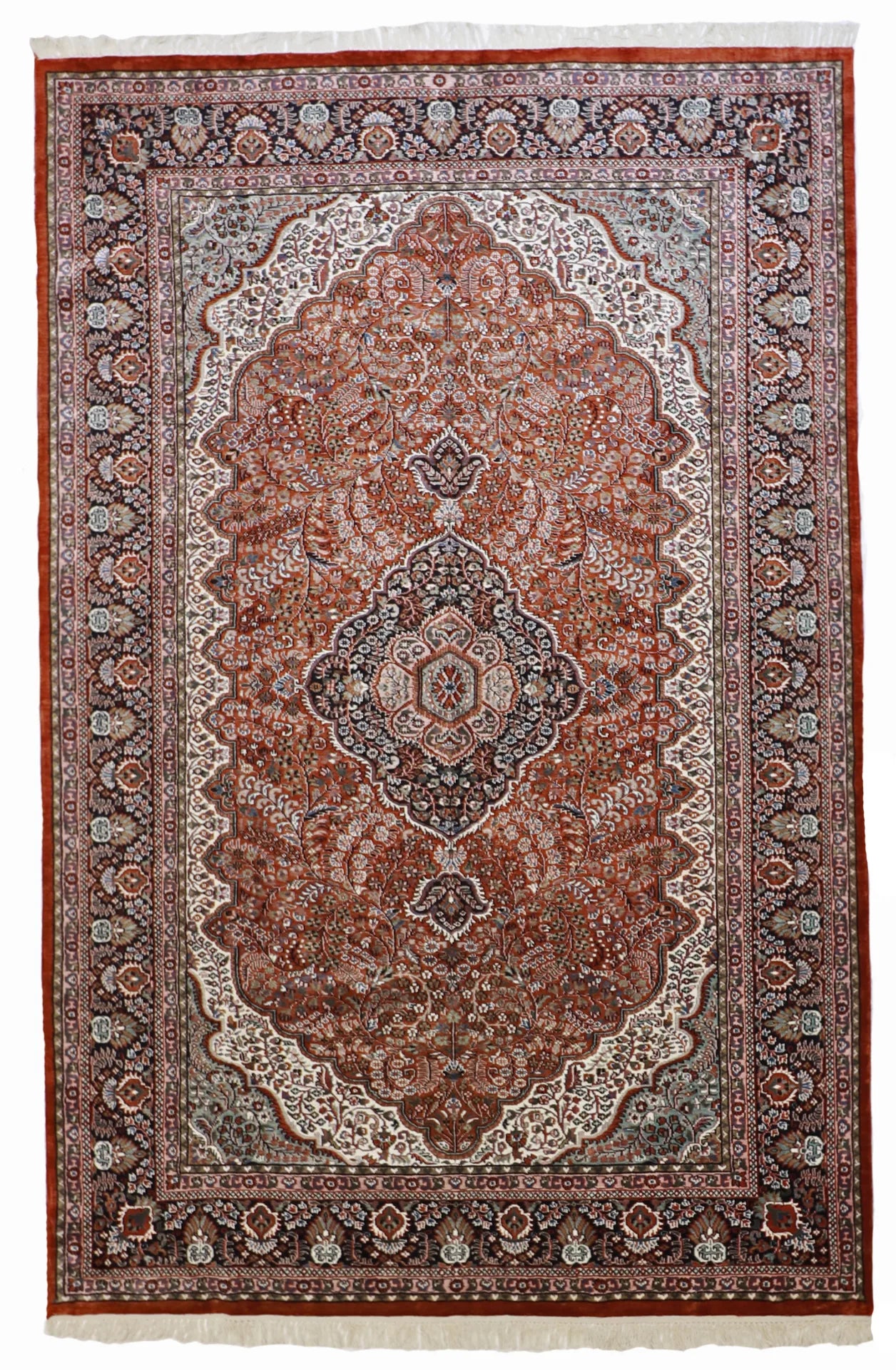 6x9 - Mashad Silk Floral Rectangle - Hand Knotted Rug — 51253