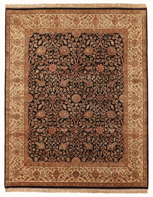 W 8.1 L 10.3 Sh Abbas 100% Wool Hand-Woven Floral Design - 51285