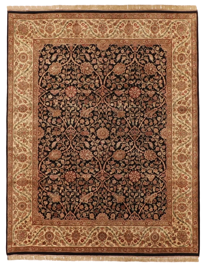 W 8.1 L 10.3 Sh Abbas 100% Wool Hand-Woven Floral Design - 51285