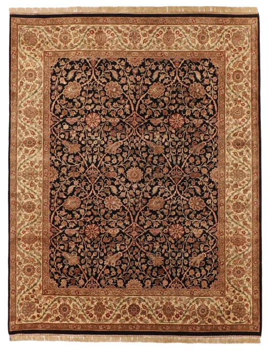 W 8.1 L 10.3 Sh Abbas 100% Wool Hand-Woven Floral Design - 51285
