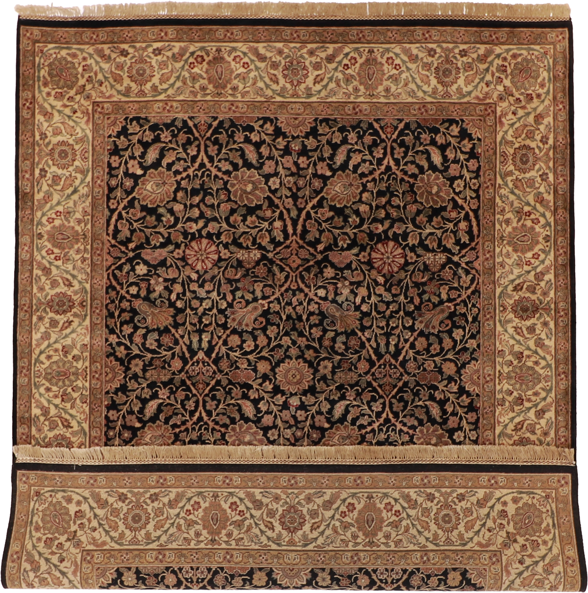 W 8.1 L 10.3 Sh Abbas 100% Wool Hand-Woven Floral Design - 51285
