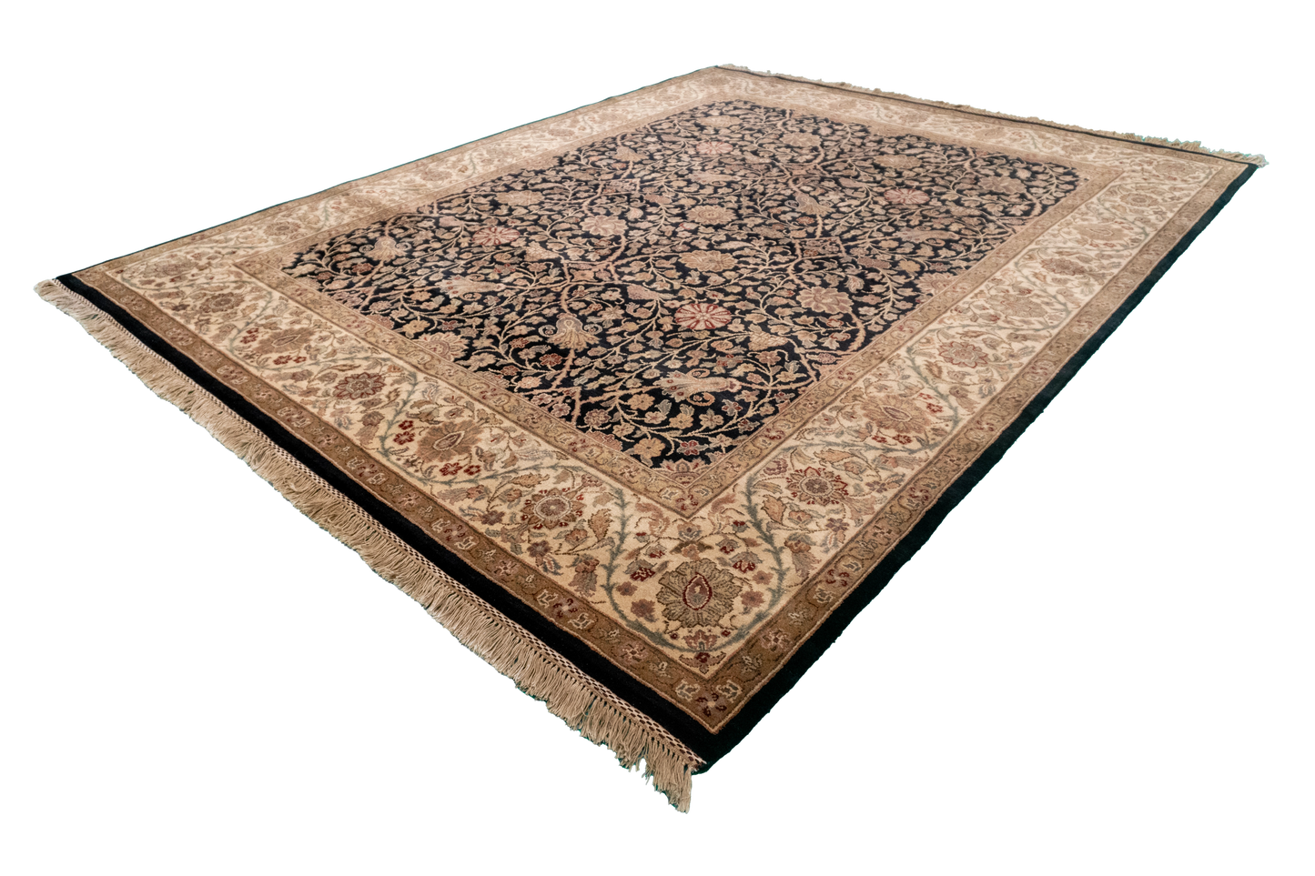 W 8.1 L 10.3 Sh Abbas 100% Wool Hand-Woven Floral Design - 51285