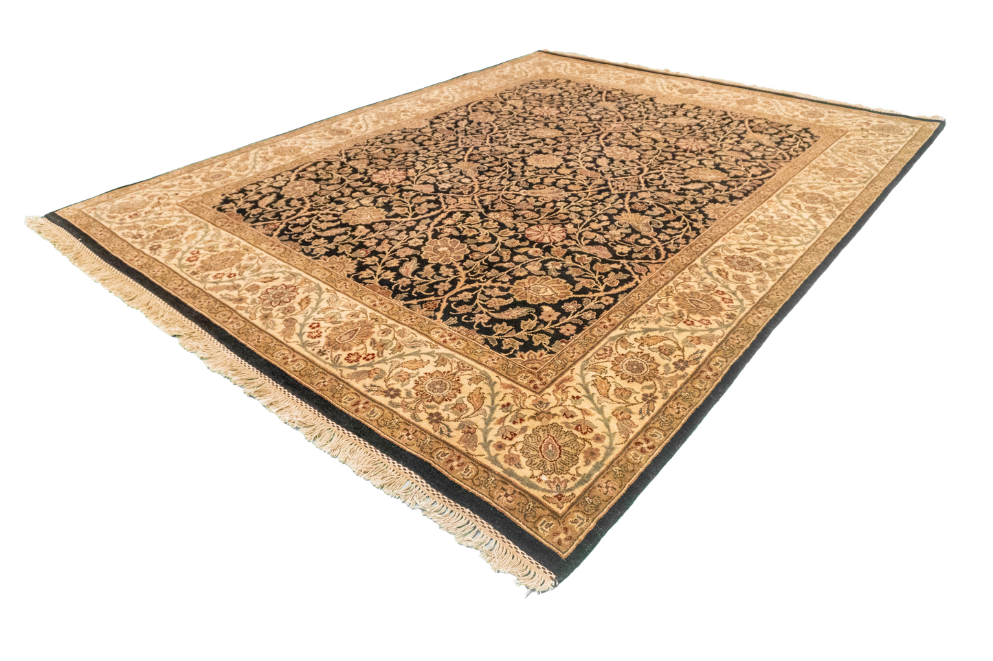 W 8.1 L 10.3 Sh Abbas 100% Wool Hand-Woven Floral Design - 51285