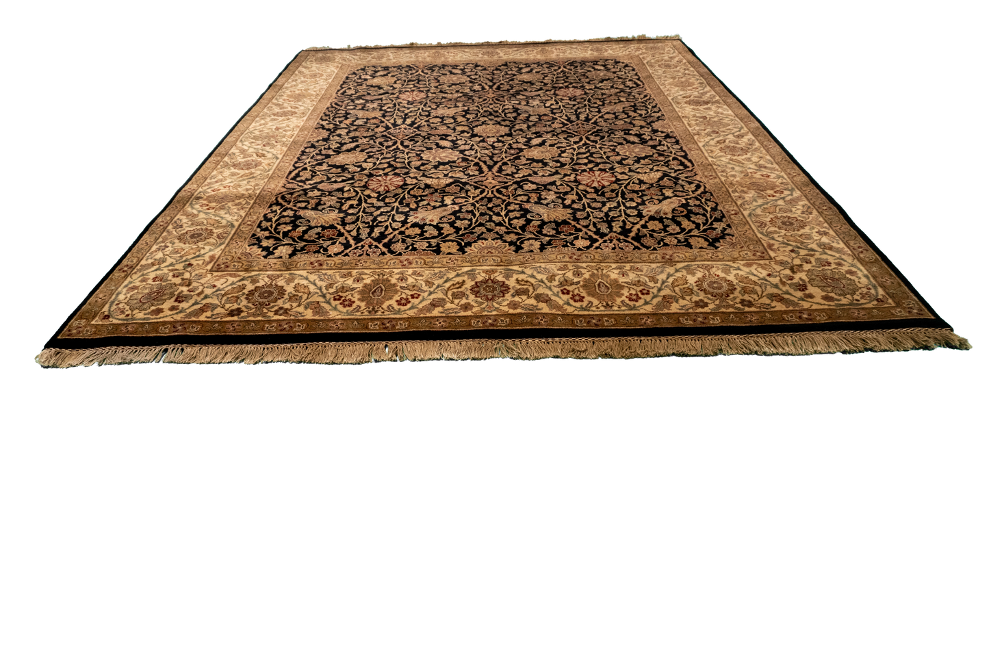 W 8.1 L 10.3 Sh Abbas 100% Wool Hand-Woven Floral Design - 51285
