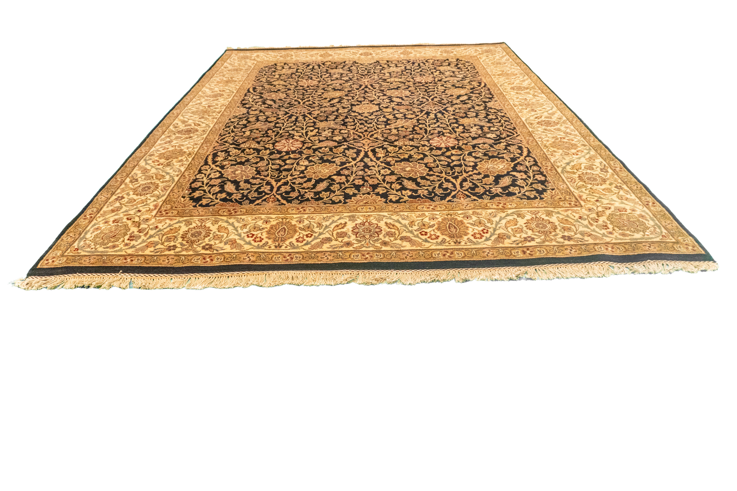 W 8.1 L 10.3 Sh Abbas 100% Wool Hand-Woven Floral Design - 51285