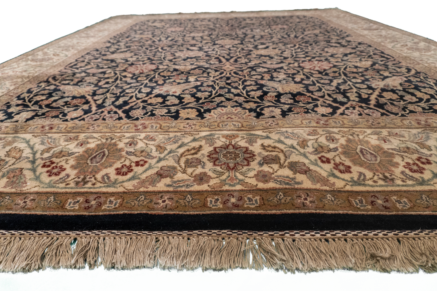 W 8.1 L 10.3 Sh Abbas 100% Wool Hand-Woven Floral Design - 51285