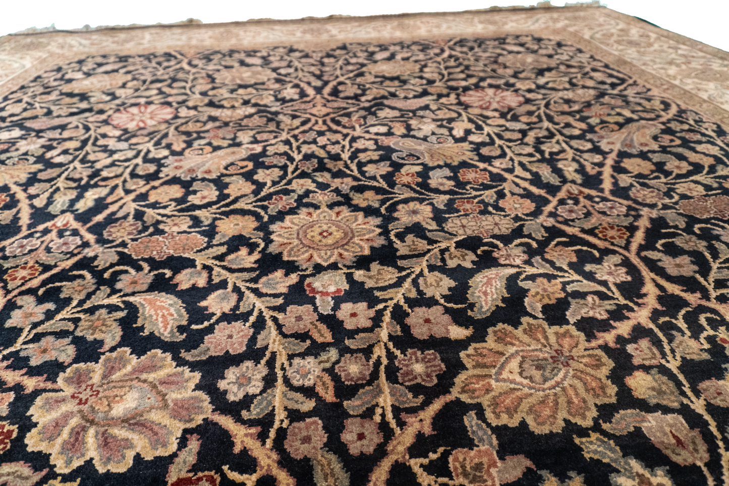 W 8.1 L 10.3 Sh Abbas 100% Wool Hand-Woven Floral Design - 51285