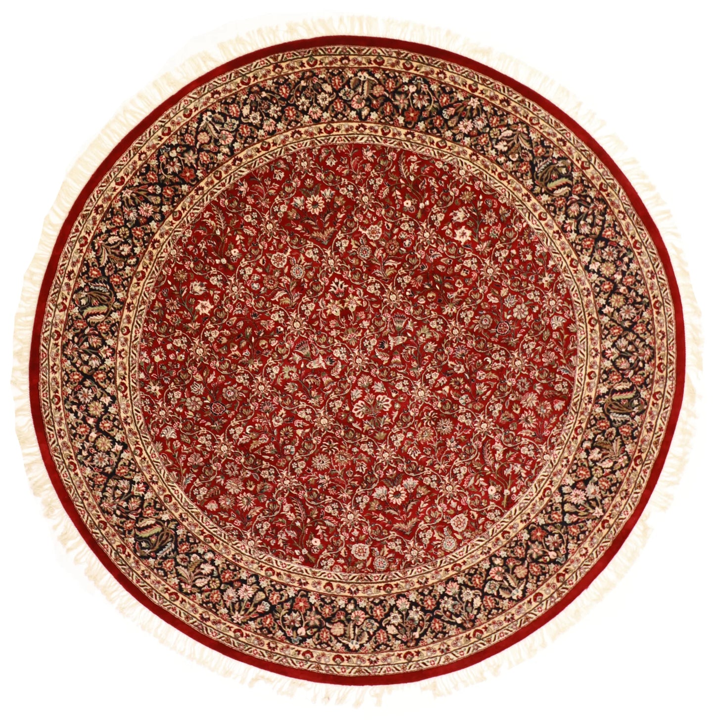 W 8 - L 8.1 - Qum Fine All Over Round - Finest Hand-Knotted Quality Wool - 51302