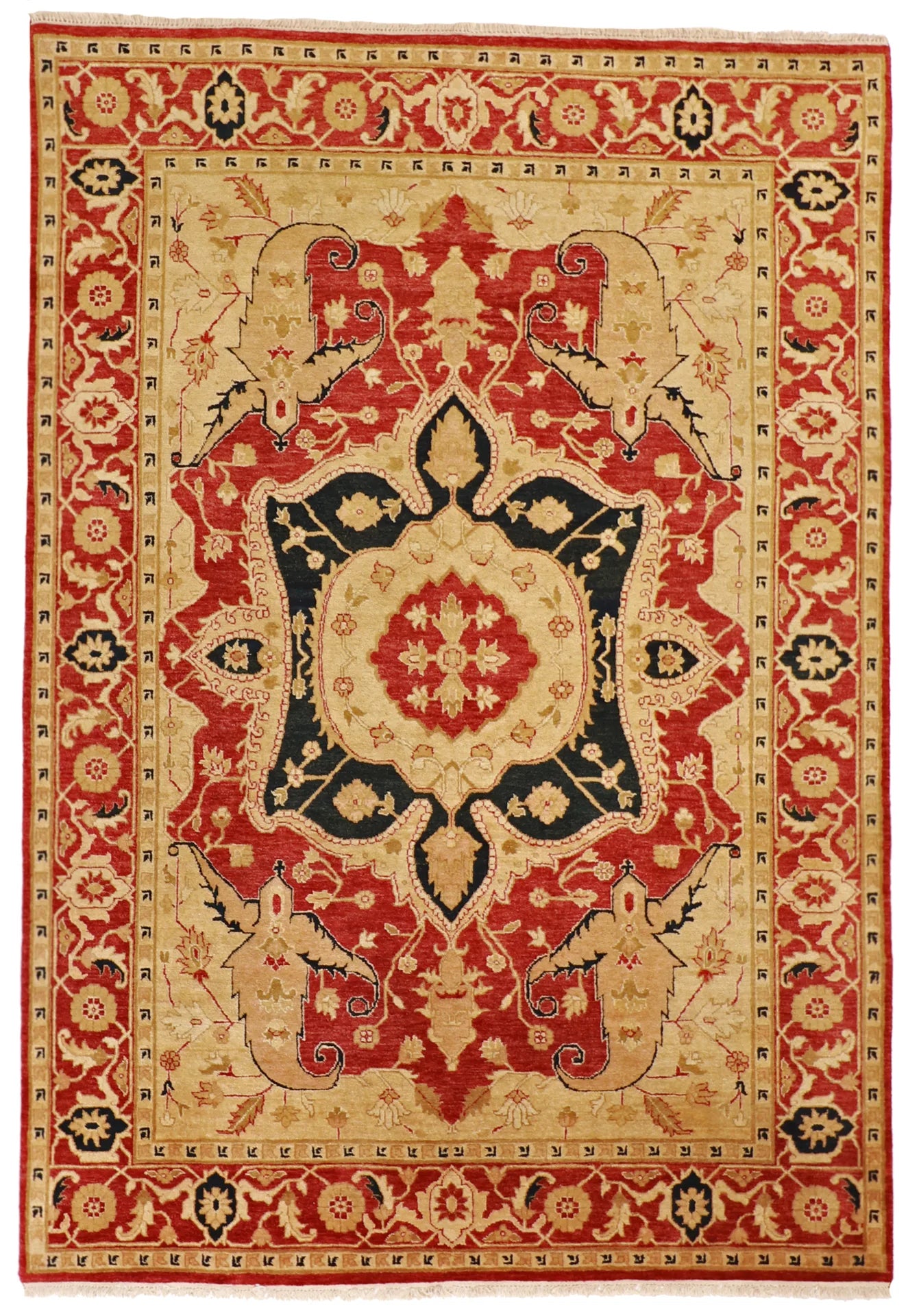 W 7 L 10 Serapie 100% Wool Hand-Woven Medallion Design - 51305