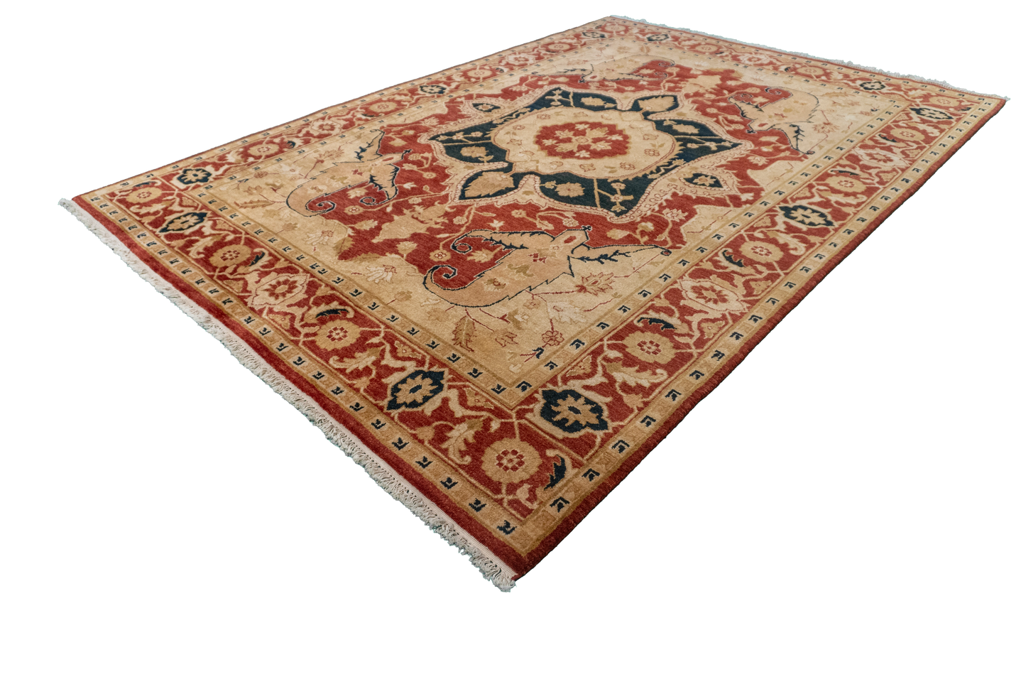 W 7 L 10 Serapie 100% Wool Hand-Woven Medallion Design - 51305