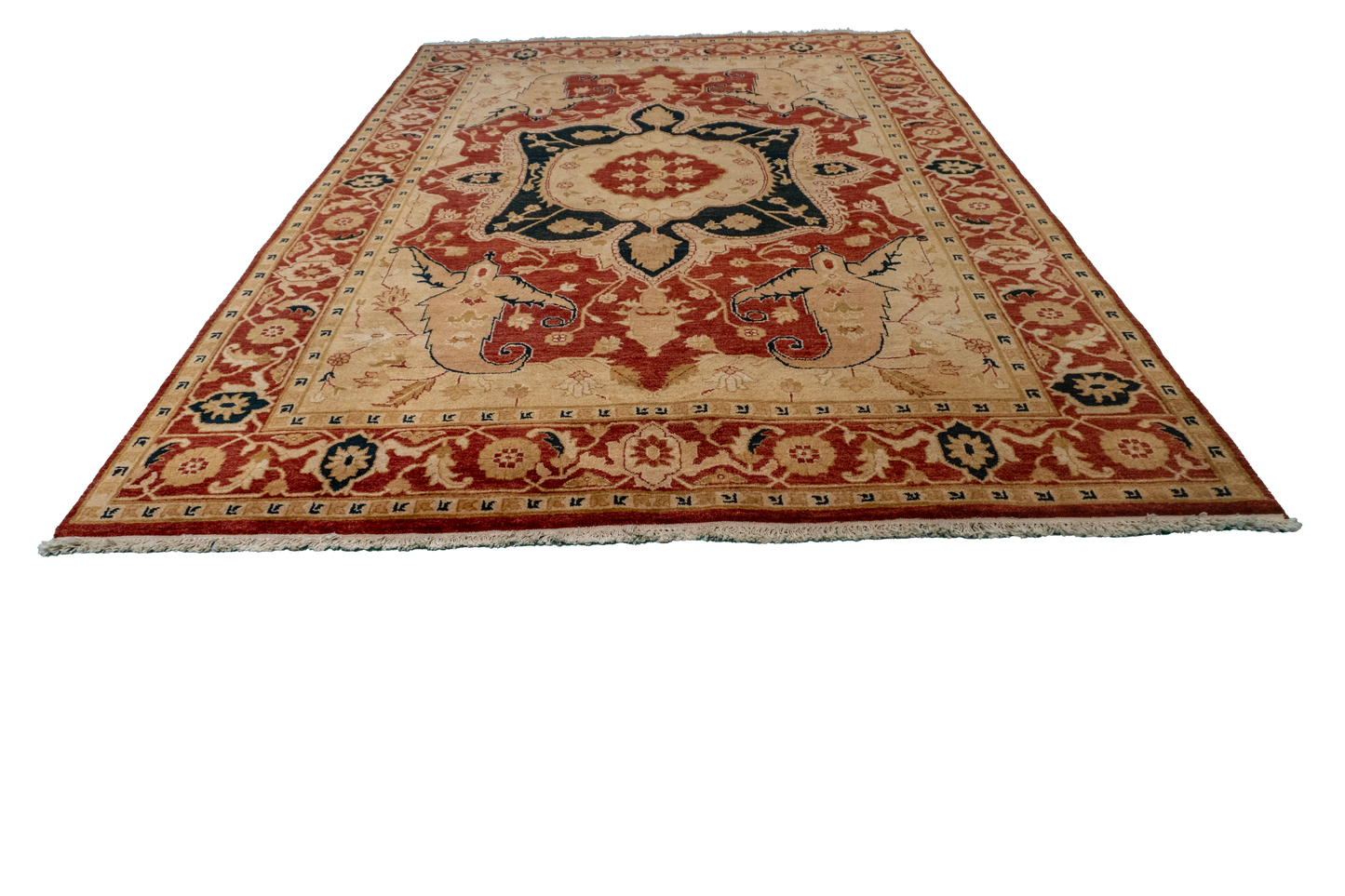 W 7 L 10 Serapie 100% Wool Hand-Woven Medallion Design - 51305