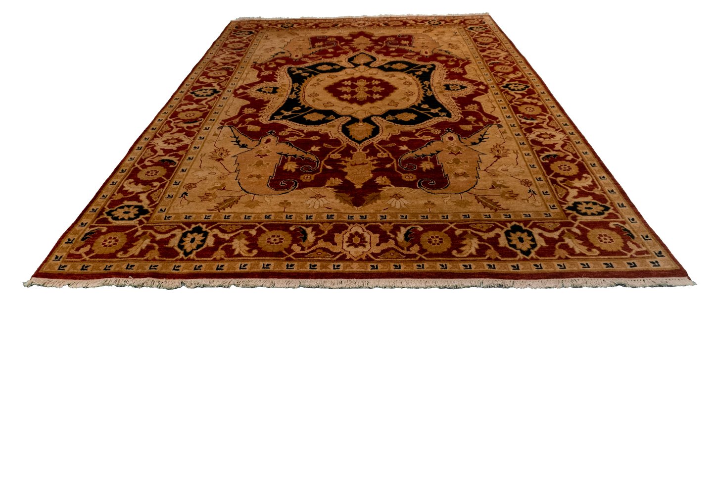 W 7 L 10 Serapie 100% Wool Hand-Woven Medallion Design - 51305