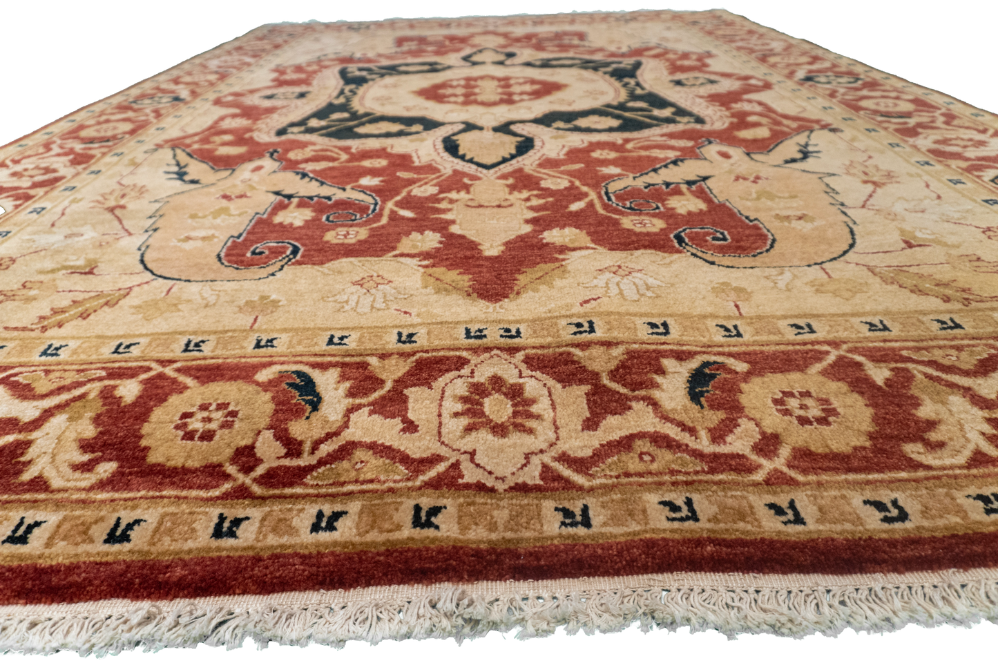 W 7 L 10 Serapie 100% Wool Hand-Woven Medallion Design - 51305