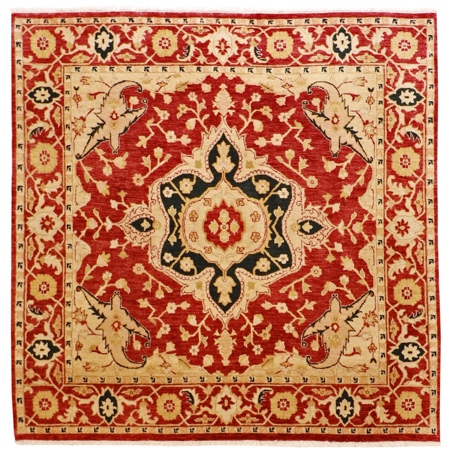 W 6.5 L 6.5 Serapie 100% Wool Handmade Geometric Medalion Design - 51316