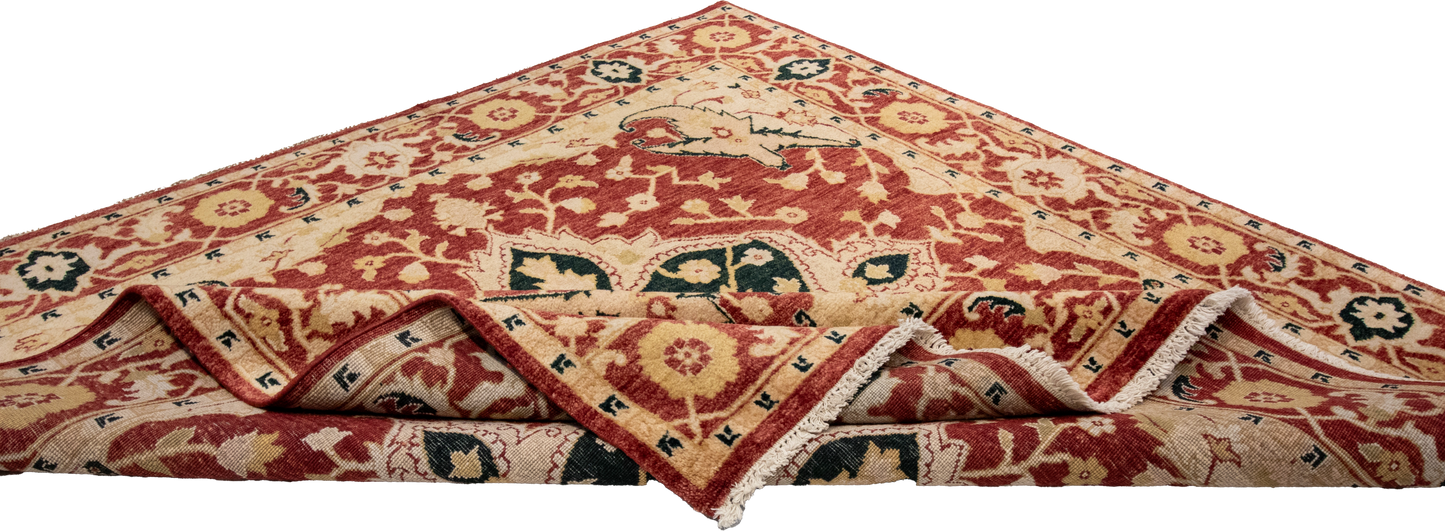 W 6.5 L 6.5 Serapie 100% Wool Hand-Woven Geometric Medalion Design - 51316