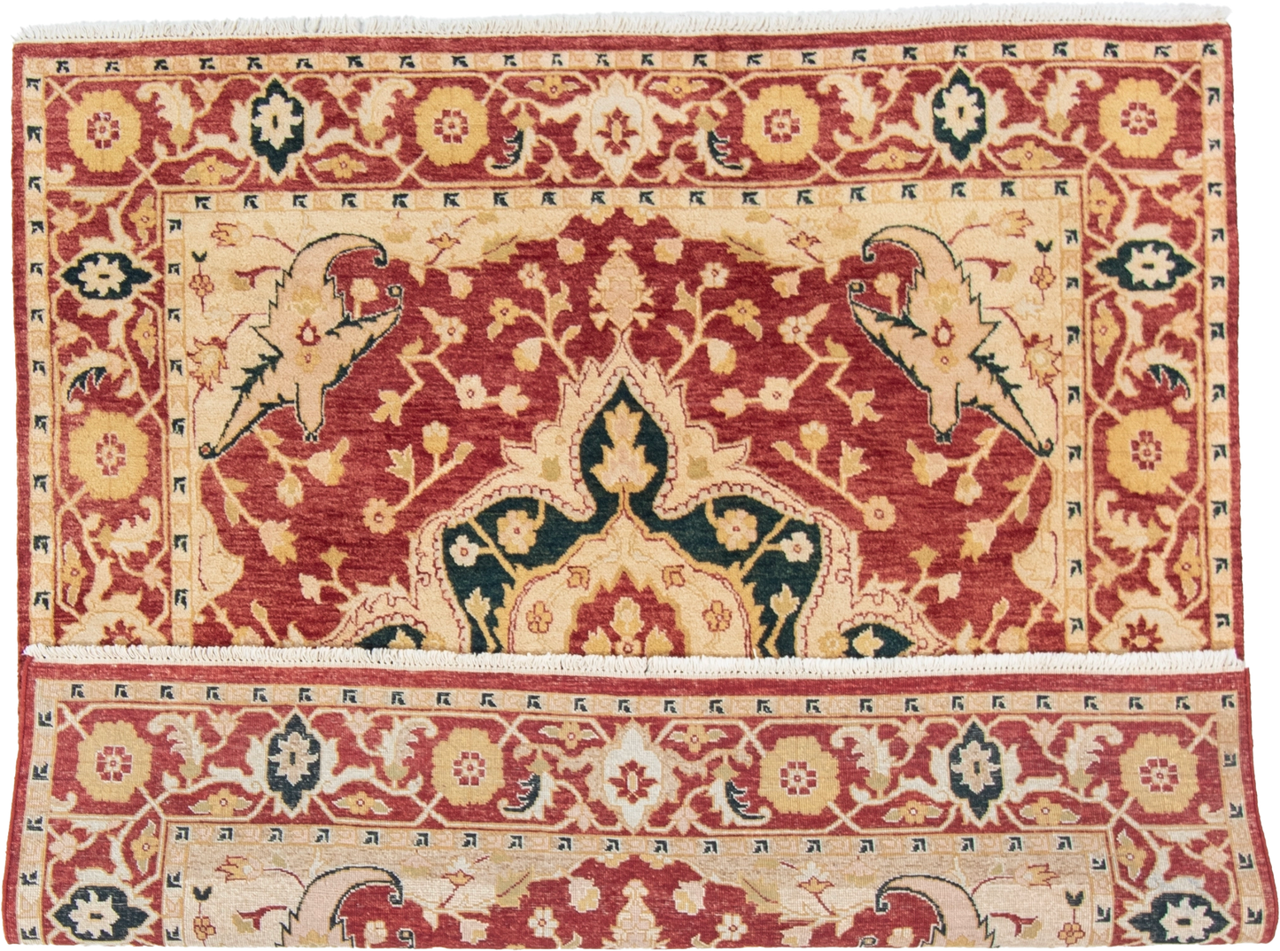 W 6.5 L 6.5 Serapie 100% Wool Hand-Woven Geometric Medalion Design - 51316