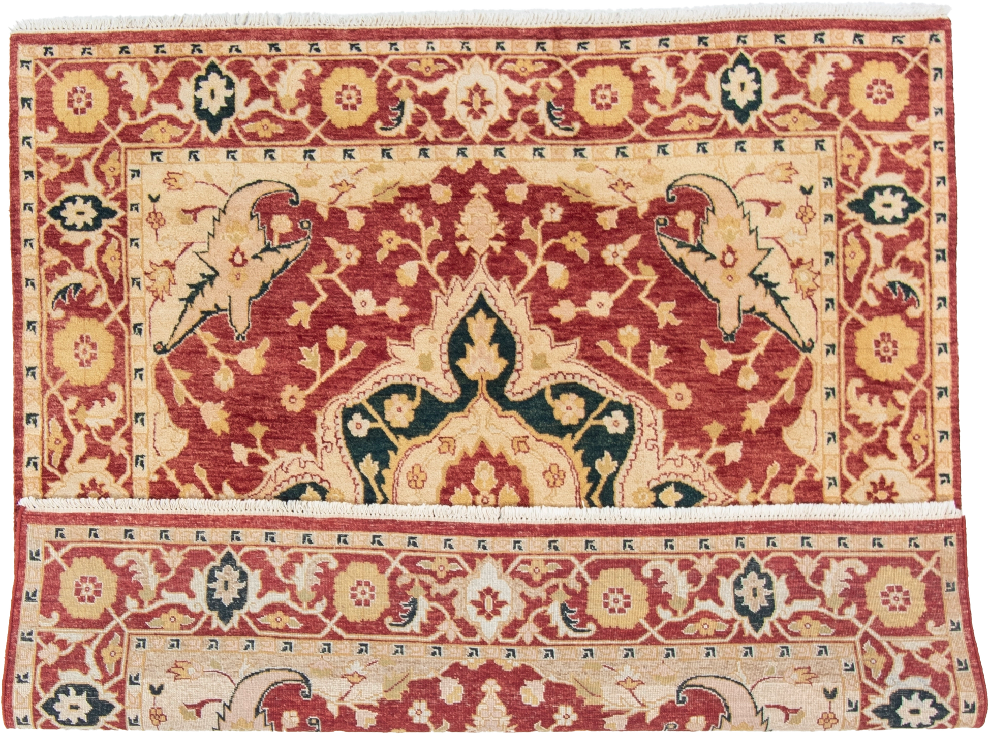 W 6.5 L 6.5 Serapie 100% Wool Hand-Woven Geometric Medalion Design - 51316