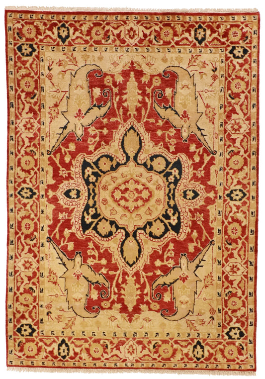 W 4.5 L 6.3 Serapie 100% Wool Hand-Woven Medallion Design - 51335