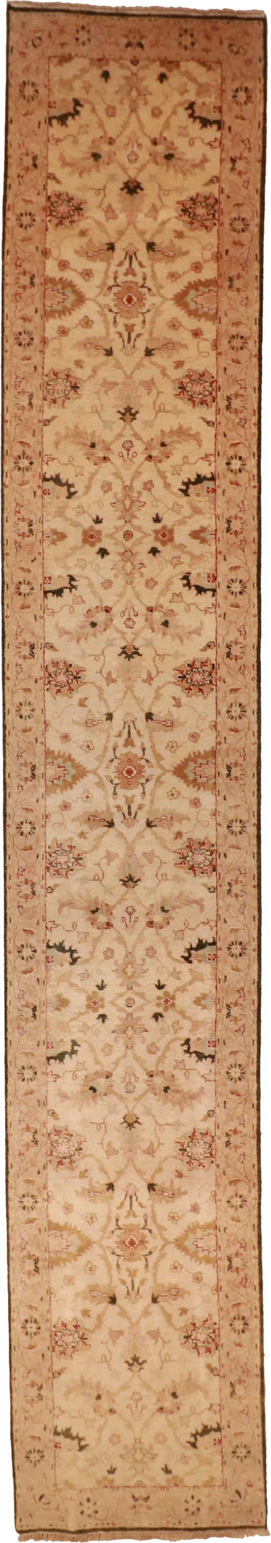 W 3 L 17.9 Agra Runner 100% Wool Hand-Woven All-Over Design - 51351