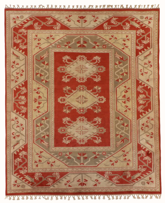 W 8 L 9.5 Serapie 100% Wool Hand-Woven All-Over Design - 51727