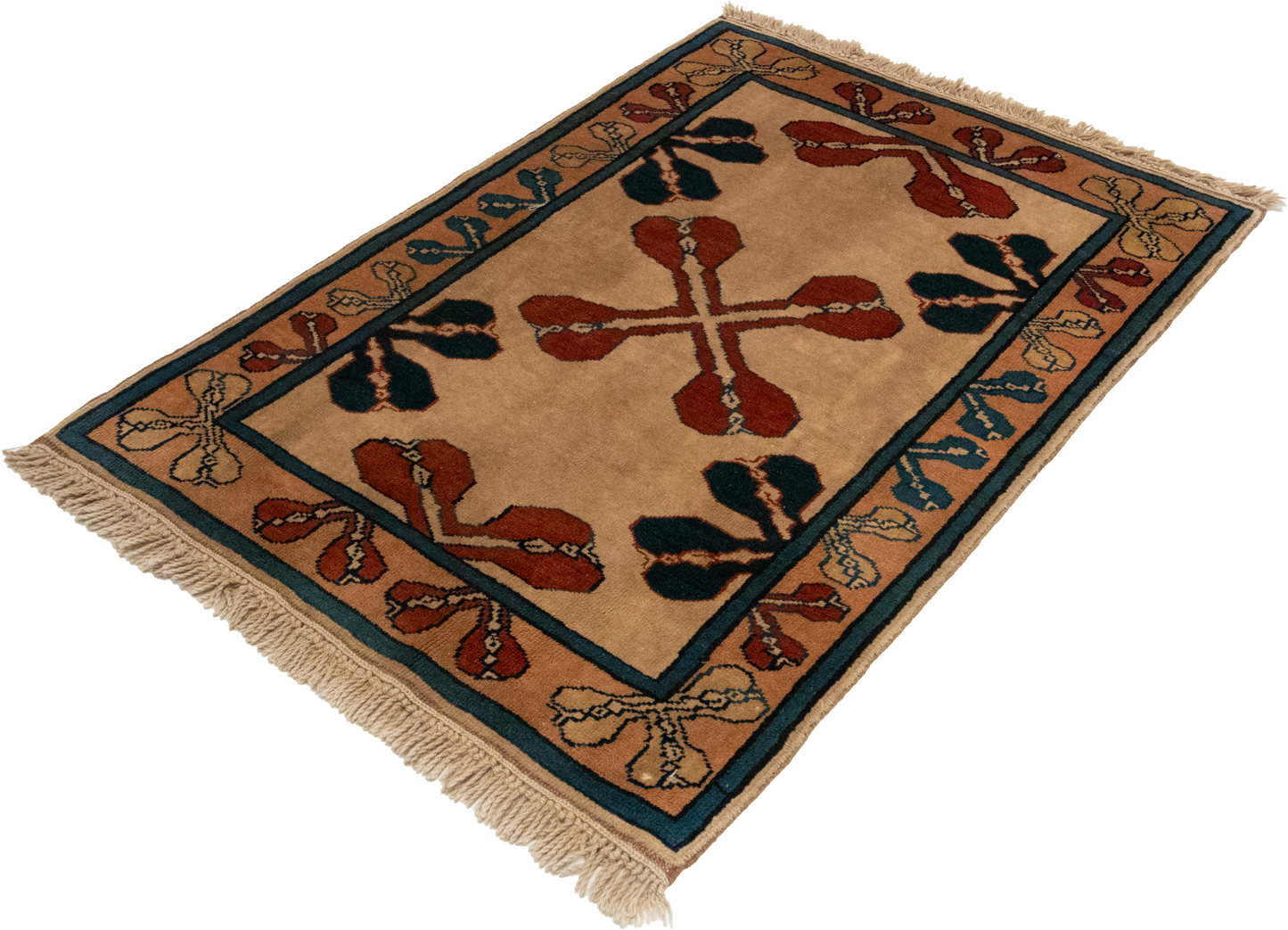 W 3.1 L 4.4 Kazak 100% Wool Hand-Woven Geometric Design - 51744