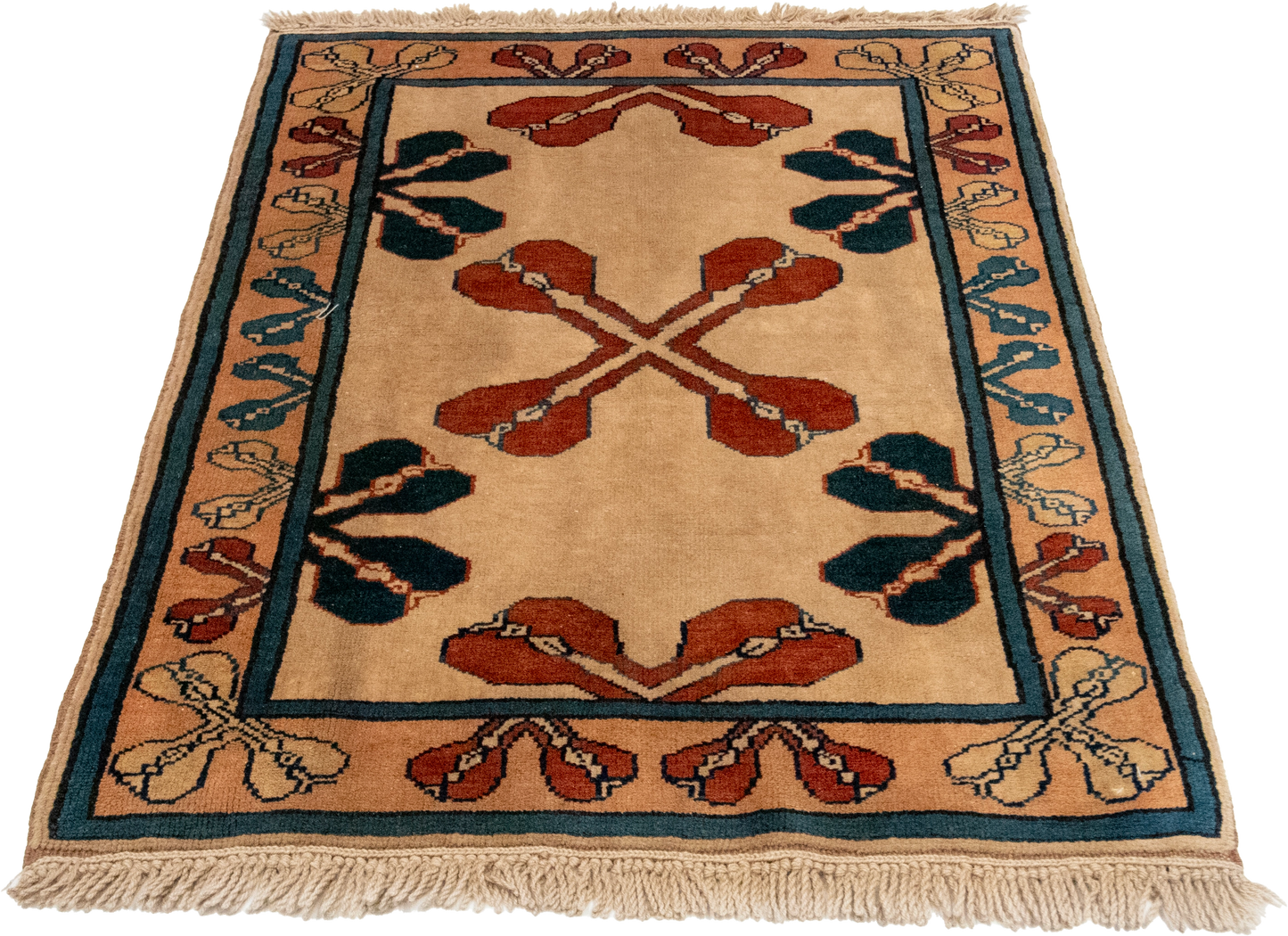 W 3.1 L 4.4 Kazak 100% Wool Hand-Woven Geometric Design - 51744