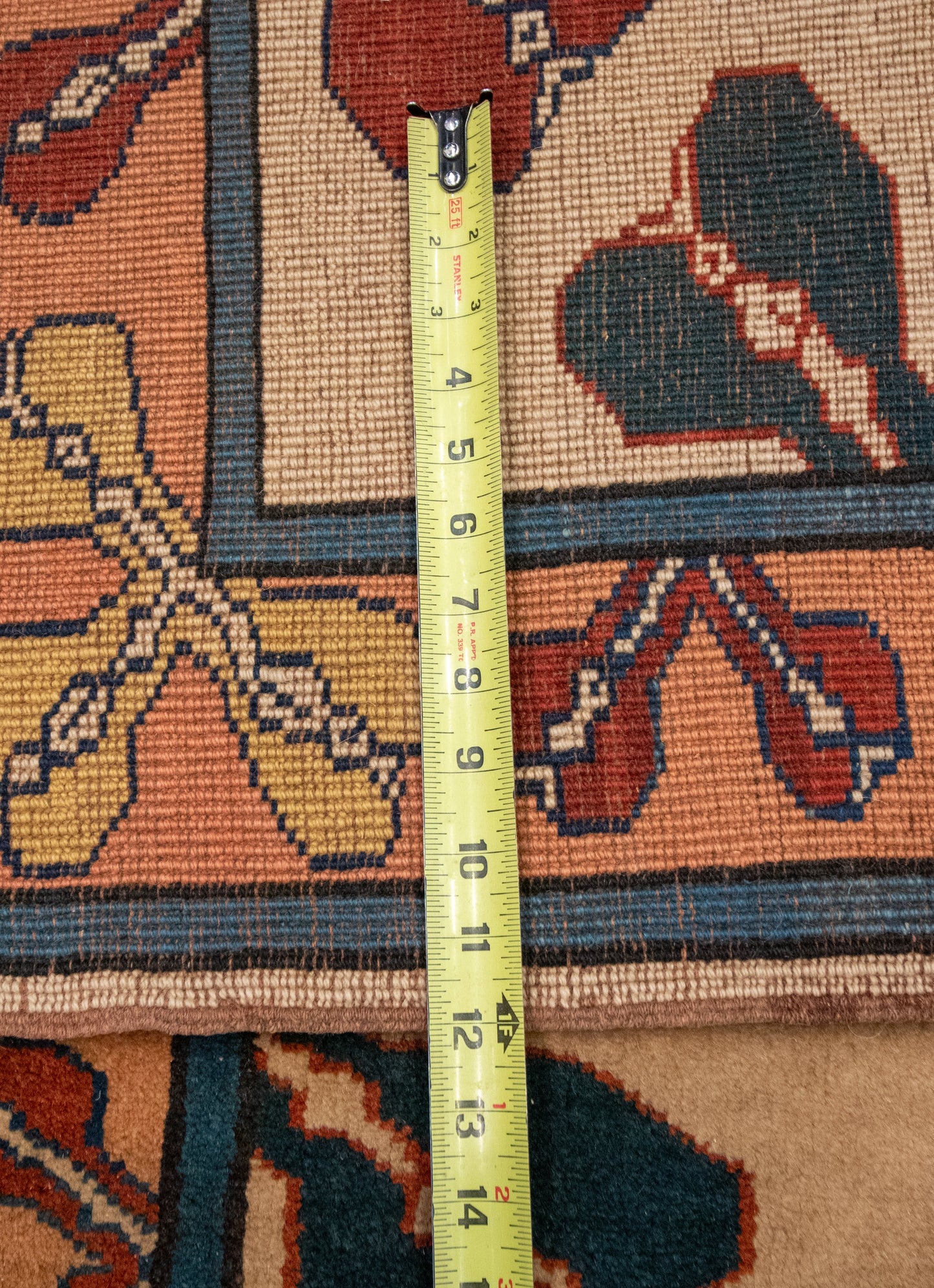 W 3.1 L 4.4 Kazak 100% Wool Hand-Woven Geometric Design - 51744