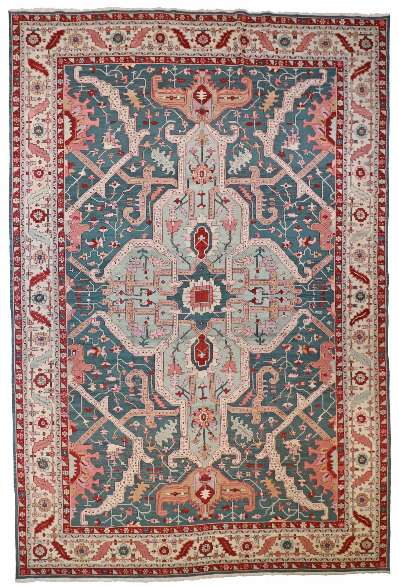 12.4 x 18.1 - Sumak Fine Geometric Rectangle - Finest Hand-Knotted Quality Wool — 51783