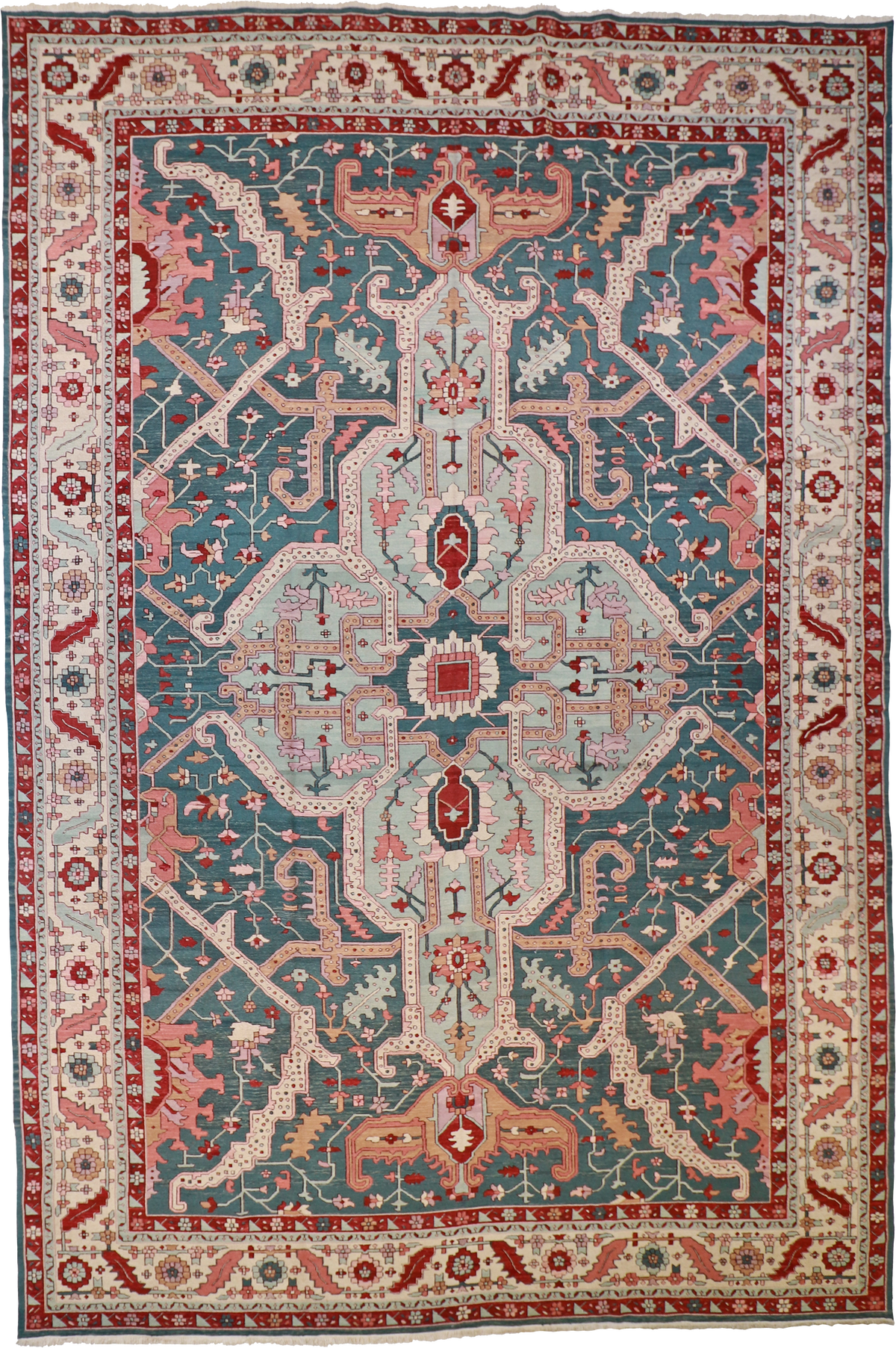 W 12.4 L 18.1 Sumak 100% Wool Hand-Woven Geometric Design - 51783
