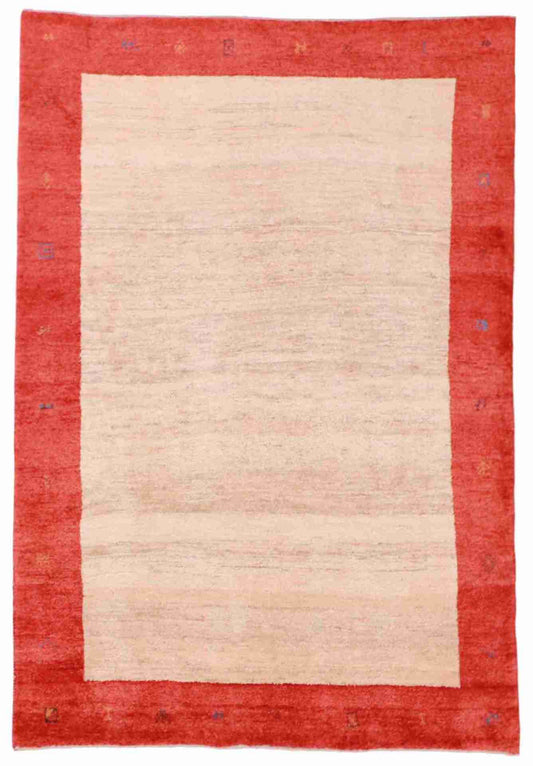 6.3 x 9.2 - Gabbeh Wool Contemporary Rectangle - Finest Hand-Knotted Quality Wool — 51960