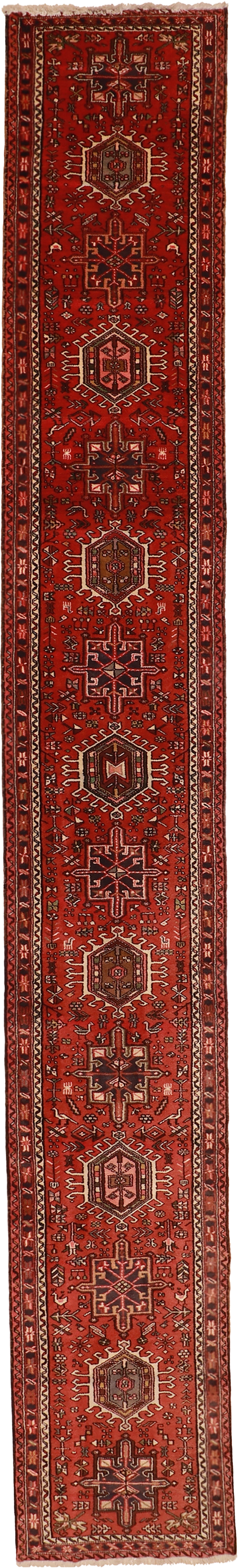 W 2.8 L 18.9 Karajeh Runner 100% Wool Hand-Woven Geometric Design - 51998