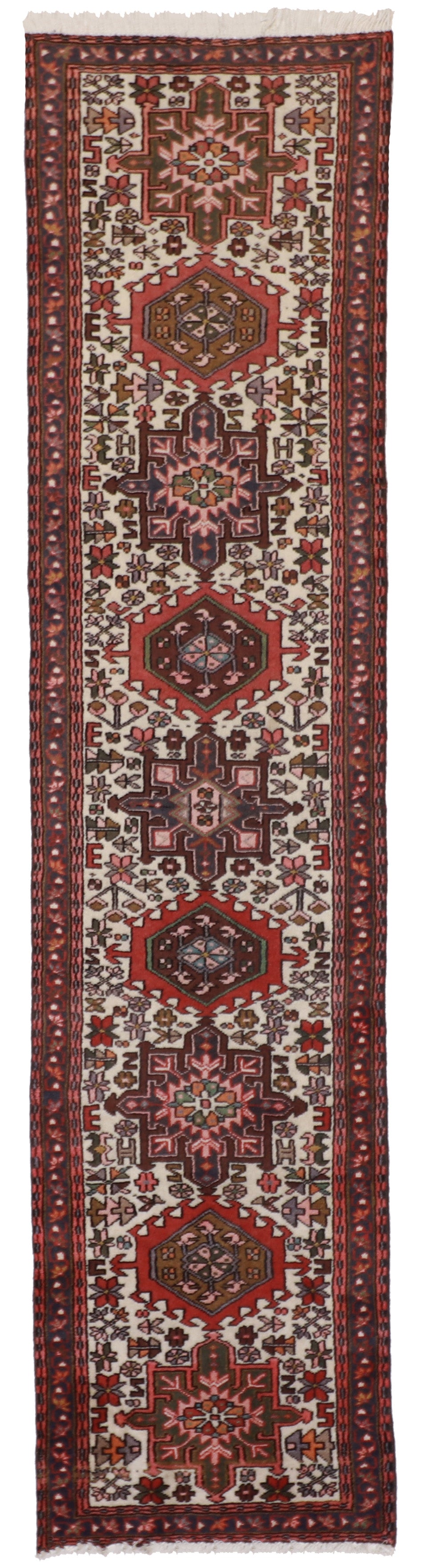 W 2.1 L 9 Karajeh Runner 100% Wool Handmade Pakistan Geometric Design - 52024
