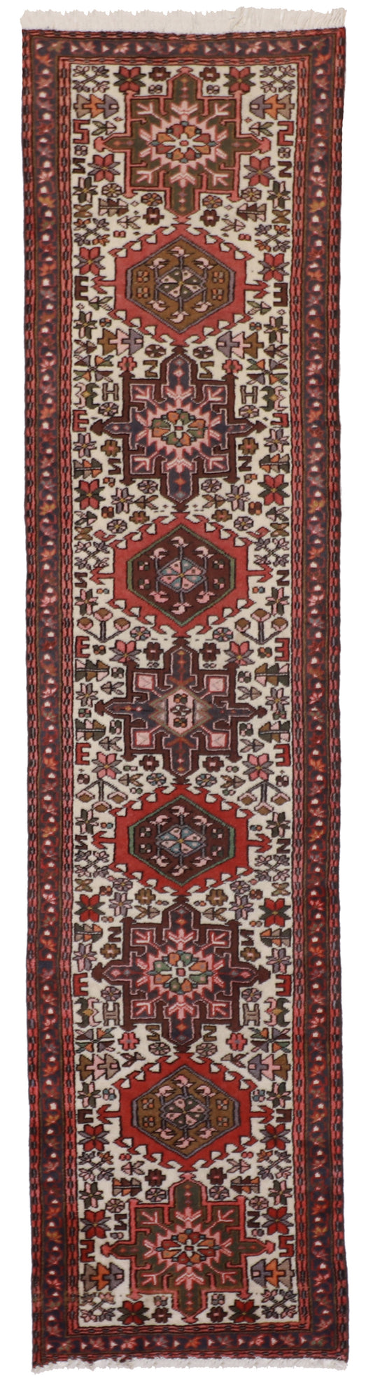 W 2.1 L 9 Karajeh Runner 100% Wool Handmade Pakistan Geometric Design - 52024