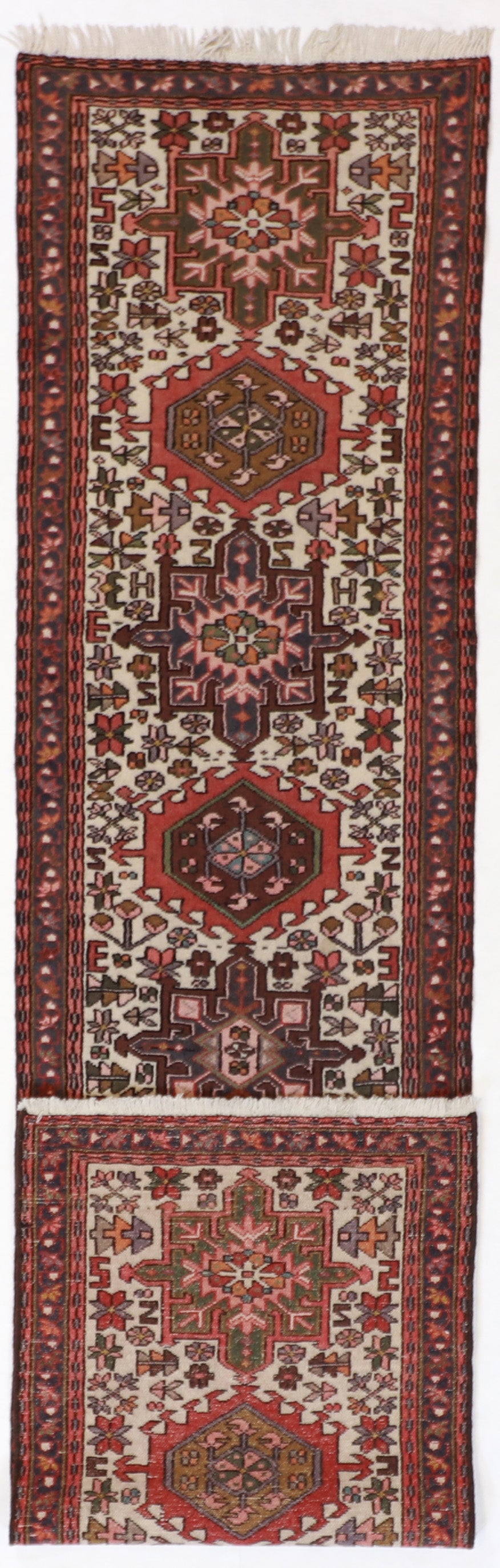 W 2.1 L 9 Karajeh Runner 100% Wool Handmade Pakistan Geometric Design - 52024