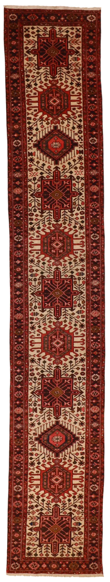 2.7 x 15 - Karajeh Fine Geometric Rectangle - Hand Woven Rug — 52027