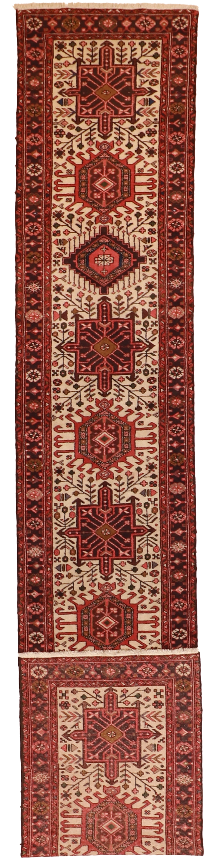 W 2.7 L 15 Karajeh Runner 100% Wool Hand-Woven Geometric Design - 52027