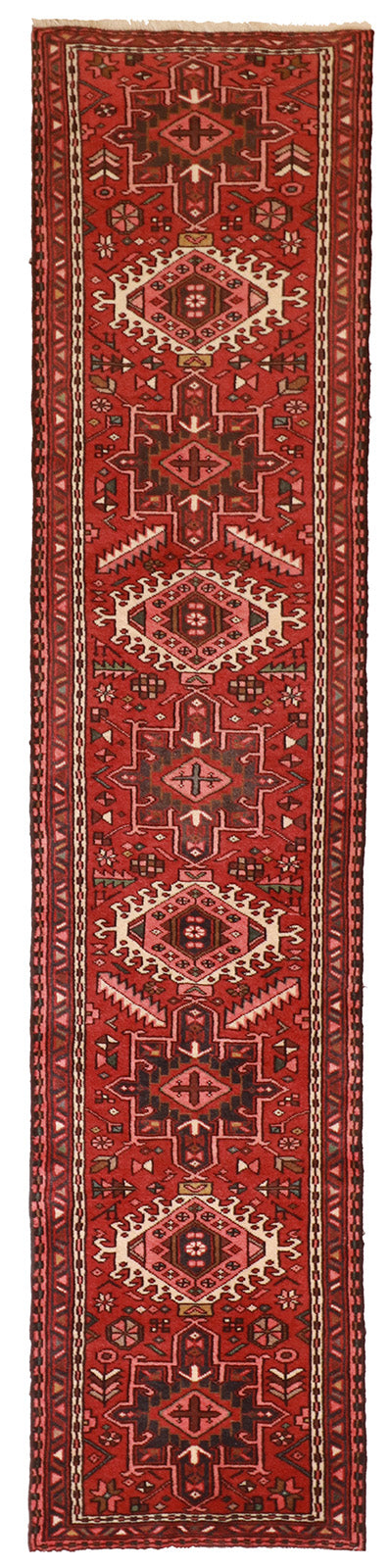 W 2.2 L 9.9 Karageh 100% Wool Handmade Persian Geometric Design - 52028