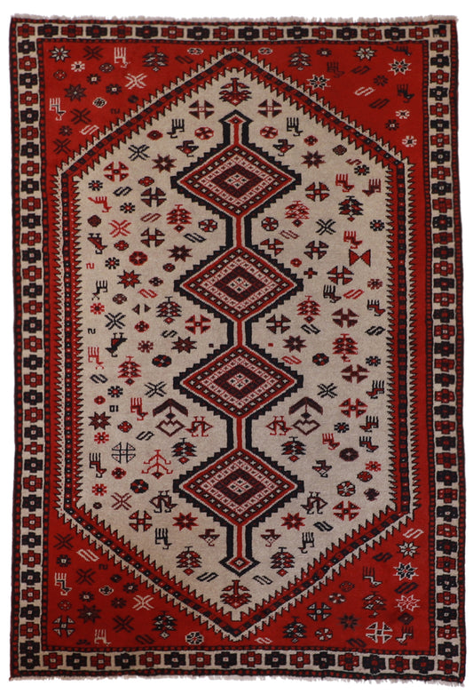 W 6.3 L 9.1 Gashgaie 100% Wool Handmade Geometric Design - 52045