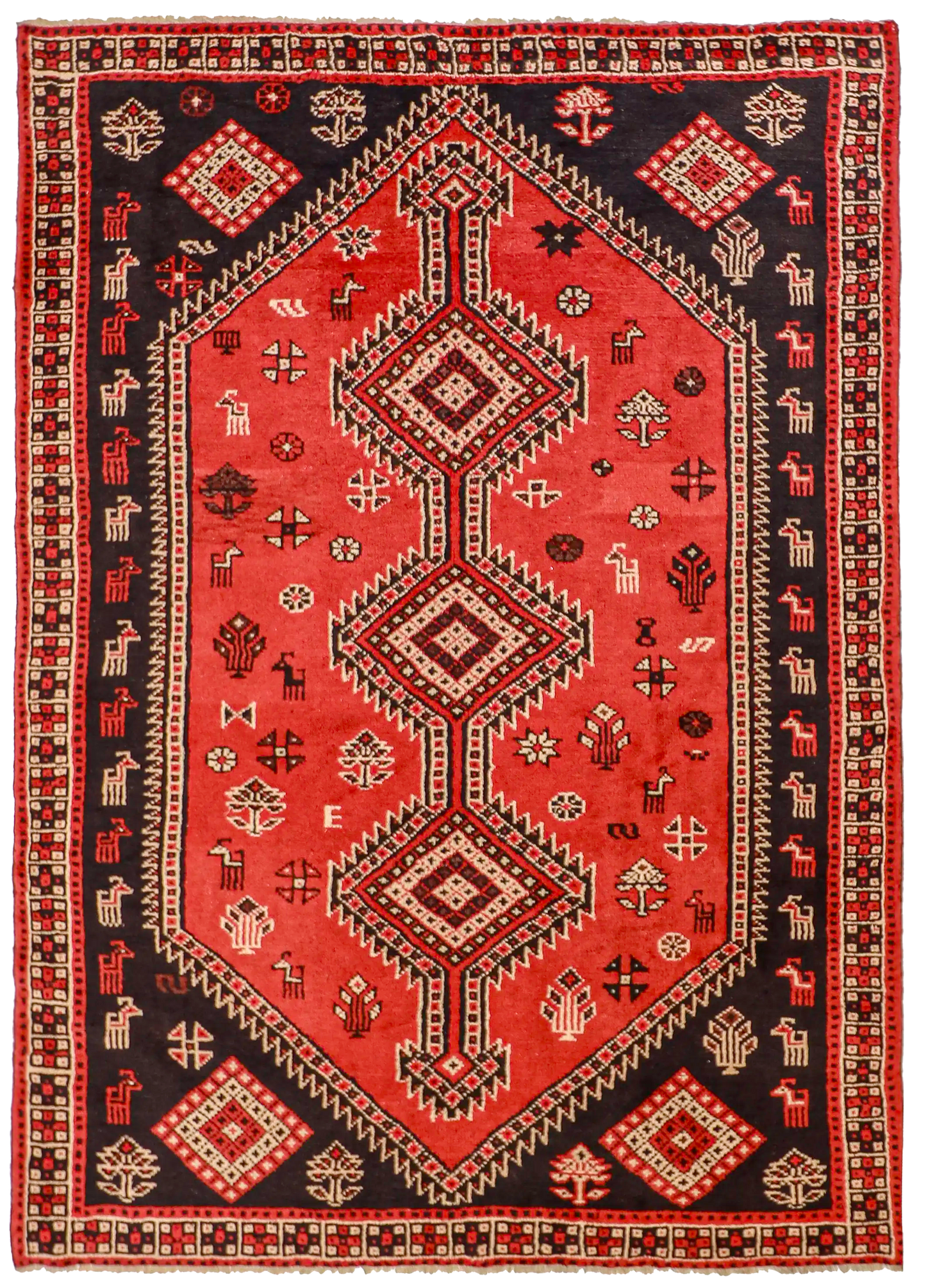 W 6.7 L 9.3 Gashgaie 100% Wool Hand-Woven Geometric Design - 52046