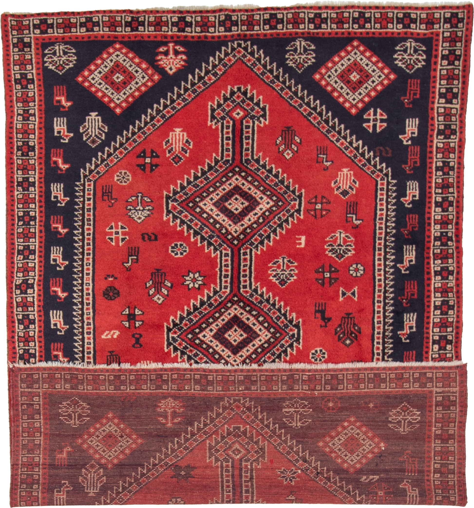 W 6.7 L 9.3 Gashgaie 100% Wool Hand-Woven Geometric Design - 52046