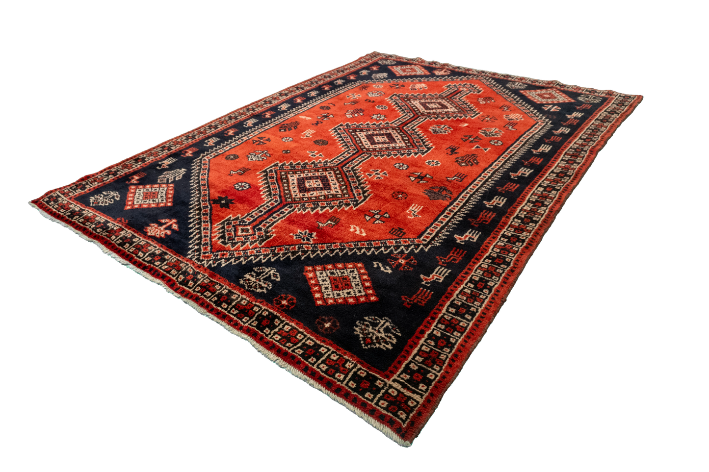 W 6.7 L 9.3 Gashgaie 100% Wool Hand-Woven Geometric Design - 52046