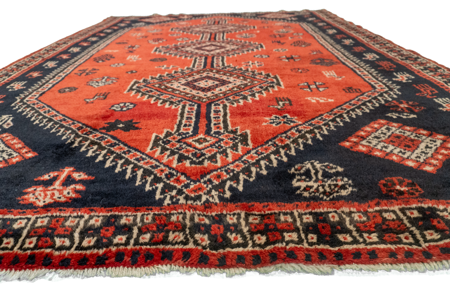 W 6.7 L 9.3 Gashgaie 100% Wool Hand-Woven Geometric Design - 52046