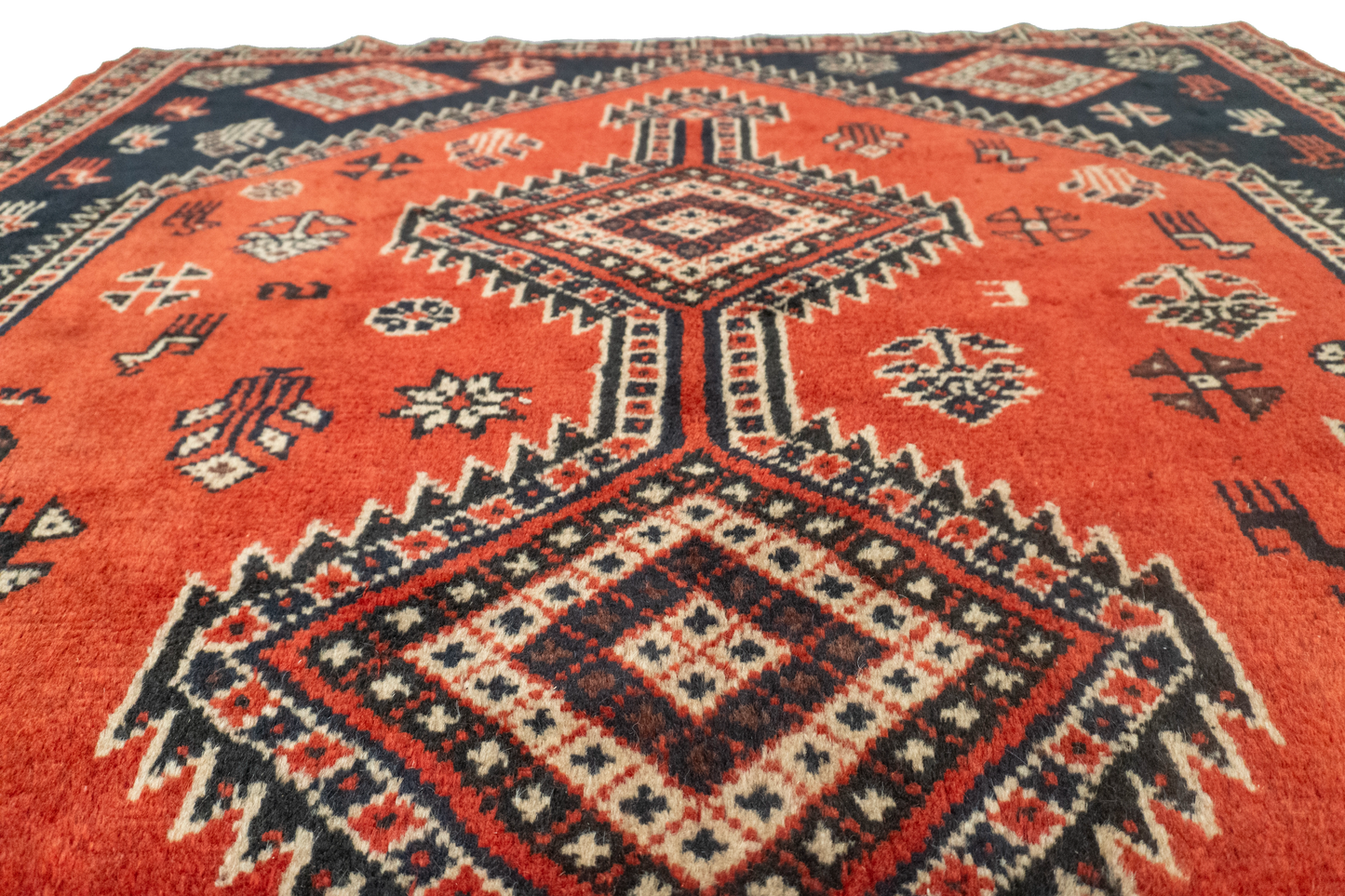 W 6.7 L 9.3 Gashgaie 100% Wool Hand-Woven Geometric Design - 52046