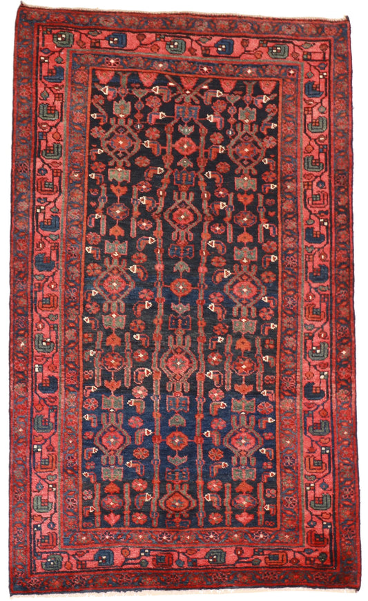 W 4.10 - L 7 - Kourdish Silk Geometric Rectangle - Hand Woven Rug - 52059