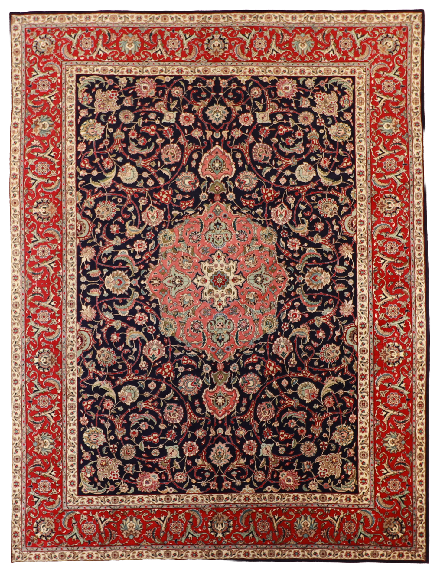 W 9.8 L 12.8 Tabriz 100% Wool Hand-Woven Allover Design - 52069
