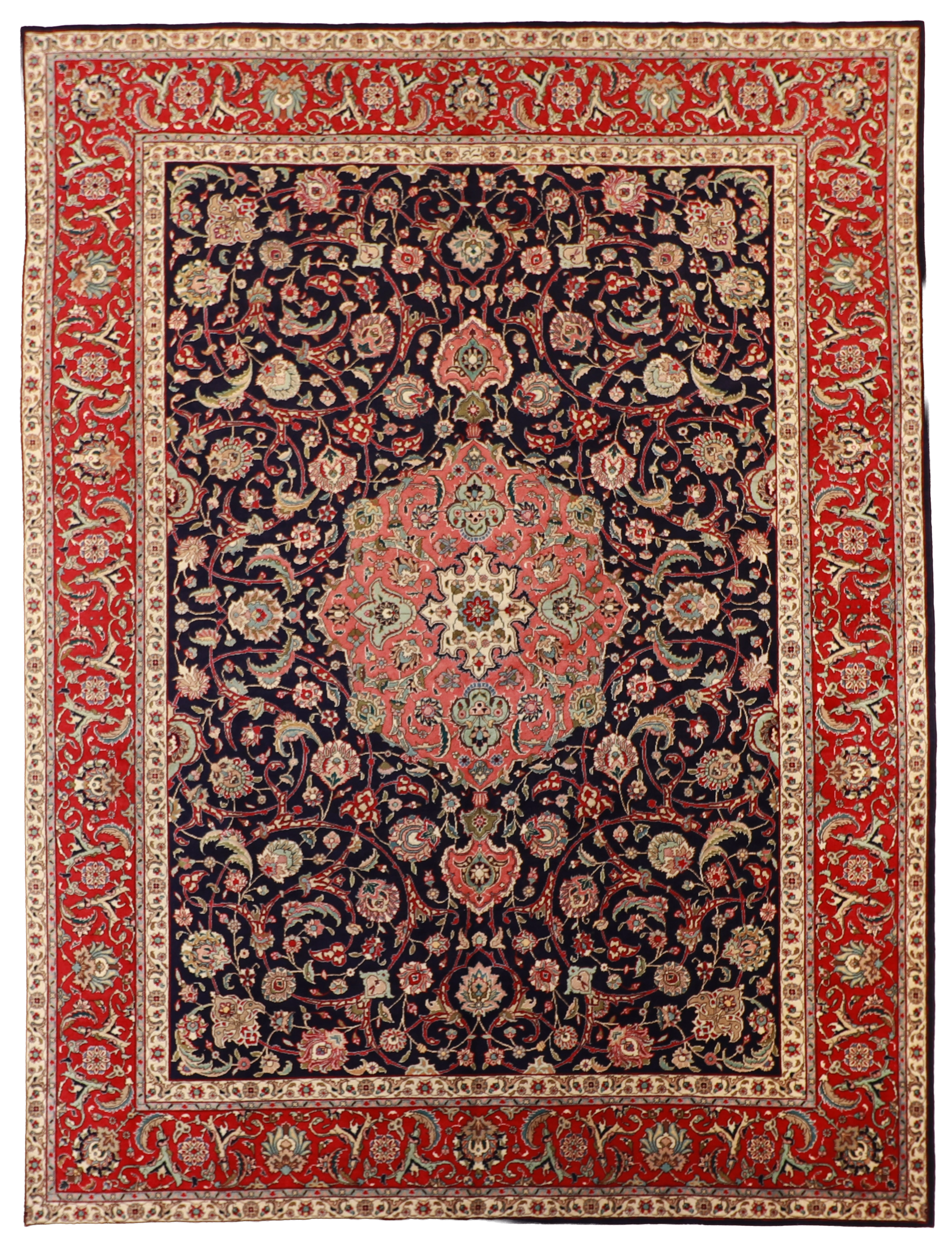 W 9.8 L 12.8 Tabriz 100% Wool Hand-Woven Allover Design - 52069