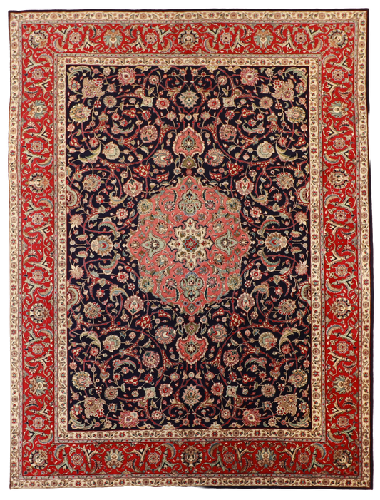 W 9.8 L 12.8 Tabriz 100% Wool Hand-Woven Allover Design - 52069