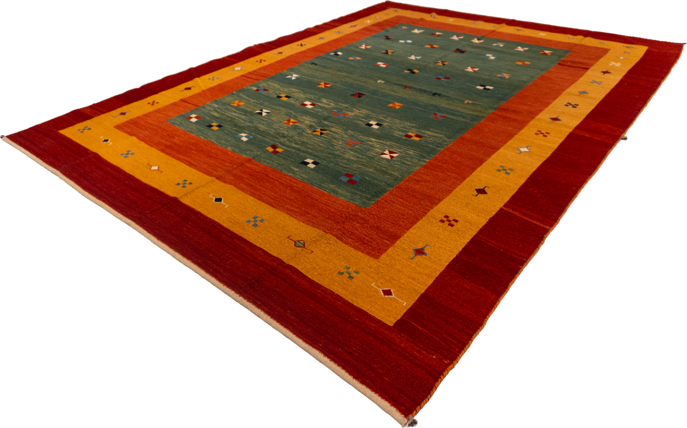 W 8.8 L 11.6 Sumak 100% Wool Hand-Woven All-Over Design - 52152