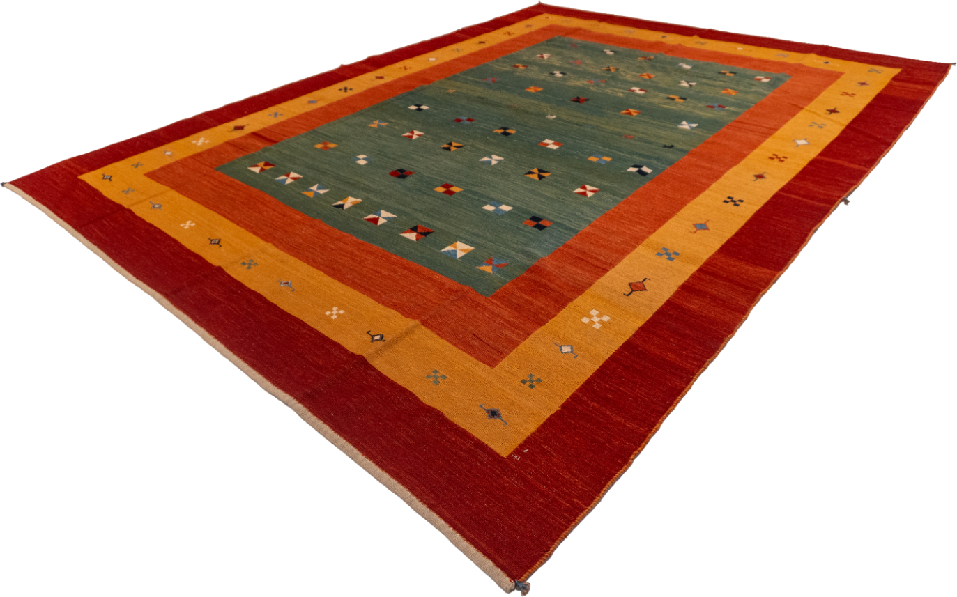 W 8.8 L 11.6 Sumak 100% Wool Hand-Woven All-Over Design - 52152