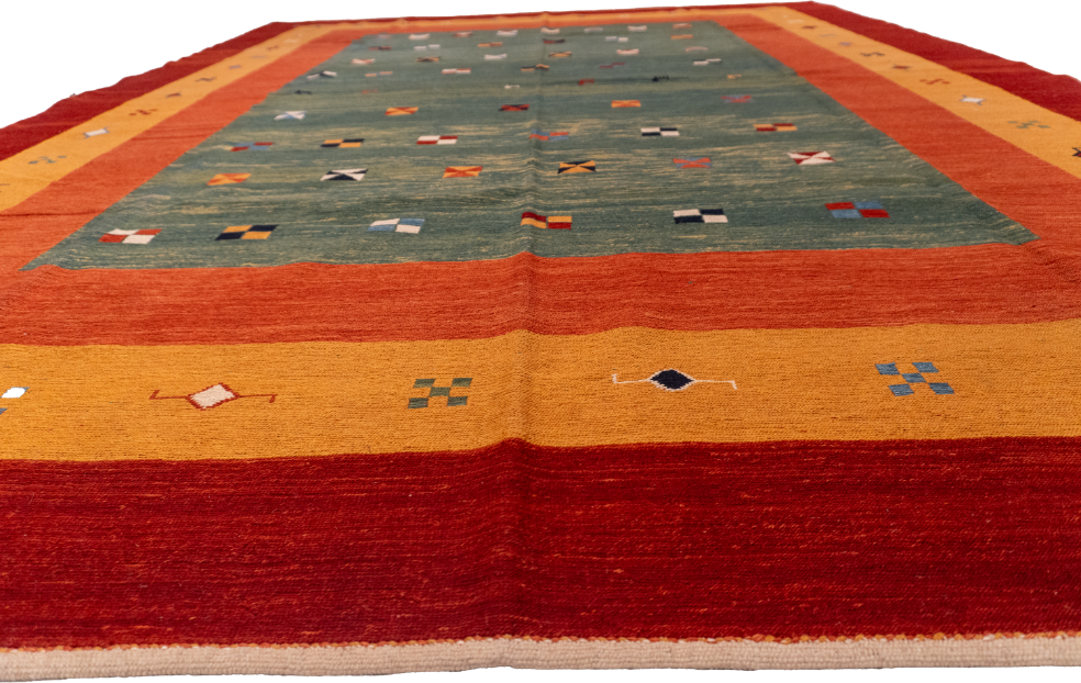 W 8.8 L 11.6 Sumak 100% Wool Hand-Woven All-Over Design - 52152